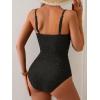 imageEomenie One Piece Swimsuit for Women Tummy Control Ruched Bathing Suit Cutout U Wire Swim SuitsRibbed  Black