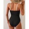 imageEomenie One Piece Swimsuit for Women Tummy Control Ruched Bathing Suit Cutout U Wire Swim SuitsRibbed  Black White