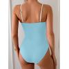 imageEomenie One Piece Swimsuit for Women Tummy Control Ruched Bathing Suit Cutout U Wire Swim SuitsWhite Blue