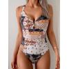 imageEomenie One Piece Swimsuit for Women Tummy Control Ruched Bathing Suit V Wire Neck Slimming Swim SuitsBlack Gold Print