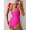 imageEomenie Womens One Piece Swimsuit 2025 Tummy Control Square Neck Bathing Suit Ruffle Straps Ribbed SwimwearHot Pink