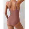 imageEomenie Womens One Piece Swimsuit Tummy Control Bathing Suit V Neck Slimming 1 Piece SwimwearBean Pink
