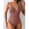imageEomenie Womens One Piece Swimsuit Tummy Control Bathing Suit V Neck Slimming 1 Piece SwimwearBean Pink
