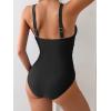 imageEomenie Womens One Piece Swimsuit Tummy Control Bathing Suit V Neck Slimming 1 Piece SwimwearBlack