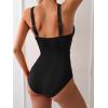 imageEomenie Womens One Piece Swimsuit Tummy Control Bathing Suit V Neck Slimming 1 Piece SwimwearBlack Ribbed