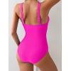 imageEomenie Womens One Piece Swimsuit Tummy Control Bathing Suit V Neck Slimming 1 Piece SwimwearHot Pink