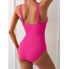 imageEomenie Womens One Piece Swimsuit Tummy Control Bathing Suit V Neck Slimming 1 Piece SwimwearHot Pink Ribbed