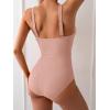 imageEomenie Womens One Piece Swimsuit Tummy Control Bathing Suit V Neck Slimming 1 Piece SwimwearLight Pink Ribbed