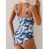 imageEomenie Womens One Piece Swimsuit Tummy Control Bathing Suit V Neck Slimming 1 Piece SwimwearNavy Blue Print