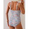 imageEomenie Womens One Piece Swimsuit Tummy Control Bathing Suit V Neck Slimming 1 Piece SwimwearOrange Floral