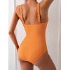 imageEomenie Womens One Piece Swimsuit Tummy Control Bathing Suit V Neck Slimming 1 Piece SwimwearOrange Ribbed