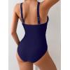 imageEomenie Womens One Piece Swimsuit Tummy Control Bathing Suit V Neck Slimming 1 Piece SwimwearPurplish Blue