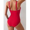 imageEomenie Womens One Piece Swimsuit Tummy Control Bathing Suit V Neck Slimming 1 Piece SwimwearRed