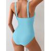 imageEomenie Womens One Piece Swimsuit Tummy Control Bathing Suit V Neck Slimming 1 Piece SwimwearSky Blue