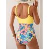 imageEomenie Womens One Piece Swimsuit Tummy Control Slimming Bathing Suit Cutout Tie Knot SwimwearYellow Flower Block