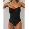 imageEomenie Womens One Piece Swimsuit Tummy Control Slimming Bathing Suit Ruched Swimwear Tie Back Shell Stitch Swim SuitBlack 01