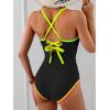 imageEomenie Womens One Piece Swimsuit Tummy Control Slimming Bathing Suit Ruched Swimwear Tie Back Shell Stitch Swim SuitBlack 01