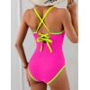imageEomenie Womens One Piece Swimsuit Tummy Control Slimming Bathing Suit Ruched Swimwear Tie Back Shell Stitch Swim SuitHot Pink 01