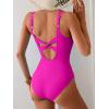 imageEomenie One Piece Swimsuit for Women Tummy Control Bathing Suit V Neck Swim Suit Ruched Criss Cross SwimwearHot Pink
