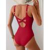 imageEomenie One Piece Swimsuit for Women Tummy Control Bathing Suit V Neck Swim Suit Ruched Criss Cross SwimwearRed