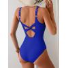 imageEomenie One Piece Swimsuit for Women Tummy Control Bathing Suit V Neck Swim Suit Ruched Criss Cross SwimwearRoyal Blue