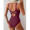imageEomenie One Piece Swimsuit for Women Tummy Control Bathing Suit V Neck Swim Suit Ruched Criss Cross SwimwearWine Red