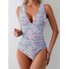 imageEomenie One Piece Swimsuit for Women Tummy Control Plunge V Neck Bathing Suit Slimming Wide Straps SwimwearFloral Print
