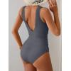 imageEomenie One Piece Swimsuit for Women Tummy Control Plunge V Neck Bathing Suit Slimming Wide Straps SwimwearGray Ribbed