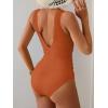 imageEomenie One Piece Swimsuit for Women Tummy Control Plunge V Neck Bathing Suit Slimming Wide Straps SwimwearOrange Ribbed