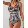 imageEomenie One Piece Swimsuit for Women Tummy Control Slimming Bathing Suit Wide Straps V Neck Swim Suit Cross Back SwimwearBlack Yellow Print