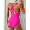 imageEomenie One Piece Swimsuit for Women Tummy Control Slimming Bathing Suit Wide Straps V Neck Swim Suit Cross Back SwimwearHot Pink