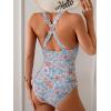 imageEomenie One Piece Swimsuit for Women Tummy Control Slimming Bathing Suit Wide Straps V Neck Swim Suit Cross Back SwimwearOrange Floral