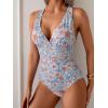 imageEomenie One Piece Swimsuit for Women Tummy Control Slimming Bathing Suit Wide Straps V Neck Swim Suit Cross Back SwimwearOrange Floral