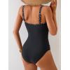 imageEomenie One Piece Swimsuit for Women Zip Front Tummy Control Bathing Suit Ruched Slimming Swimwear Double Straps Swim SuitBlack Dot