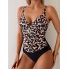 imageEomenie One Piece Swimsuit for Women Zip Front Tummy Control Bathing Suit Ruched Slimming Swimwear Double Straps Swim SuitBlack Leopard