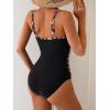 imageEomenie One Piece Swimsuit for Women Zip Front Tummy Control Bathing Suit Ruched Slimming Swimwear Double Straps Swim SuitBlack Leopard