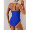 imageEomenie One Piece Swimsuit for Women Zip Front Tummy Control Bathing Suit Ruched Slimming Swimwear Double Straps Swim SuitRoyal Blue