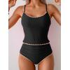 imageEomenie Tankini Swimsuit for Women Tummy Control Ruched Two Piece Bathing Suits High Waisted Shell Stitch SwimwearBlackpeach