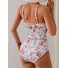 imageEomenie Tankini Swimsuit for Women Tummy Control Ruched Two Piece Bathing Suits High Waisted Shell Stitch SwimwearBlue Floralred
