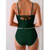 imageEomenie Tankini Swimsuit for Women Tummy Control Ruched Two Piece Bathing Suits High Waisted Shell Stitch SwimwearGreen