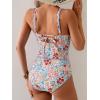 imageEomenie Tankini Swimsuit for Women Tummy Control Ruched Two Piece Bathing Suits High Waisted Shell Stitch SwimwearPink Floral