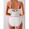 imageEomenie Tankini Swimsuit for Women Tummy Control Ruched Two Piece Bathing Suits High Waisted Shell Stitch SwimwearWhite Pink