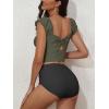 imageEomenie Tankini Swimsuits for Women Ruched Tummy Control Bathing Suit Two Piece Swim Tank Top with High Waisted BottomArmy Green Black