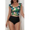 imageEomenie Tankini Swimsuits for Women Ruched Tummy Control Bathing Suit Two Piece Swim Tank Top with High Waisted BottomBlack Floral
