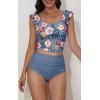 imageEomenie Tankini Swimsuits for Women Ruched Tummy Control Bathing Suit Two Piece Swim Tank Top with High Waisted BottomBlue Floral