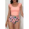 imageEomenie Tankini Swimsuits for Women Ruched Tummy Control Bathing Suit Two Piece Swim Tank Top with High Waisted BottomCoral