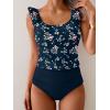 imageEomenie Tankini Swimsuits for Women Ruched Tummy Control Bathing Suit Two Piece Swim Tank Top with High Waisted BottomNavy Blue Pink Floral