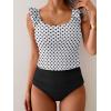 imageEomenie Tankini Swimsuits for Women Ruched Tummy Control Bathing Suit Two Piece Swim Tank Top with High Waisted BottomWhite Polka Dots