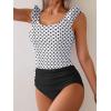 imageEomenie Tankini Swimsuits for Women Ruched Tummy Control Bathing Suit Two Piece Swim Tank Top with High Waisted BottomWhite Polka Dots