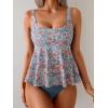 imageEomenie Tankini Swimsuits for Women Tummy Control Two Piece Bathing Suit Cutout Back Swim Suit with Bottom